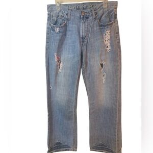 Custom American Eagle Outfitters Distressed Low Rise Bootcut Jeans 30x30